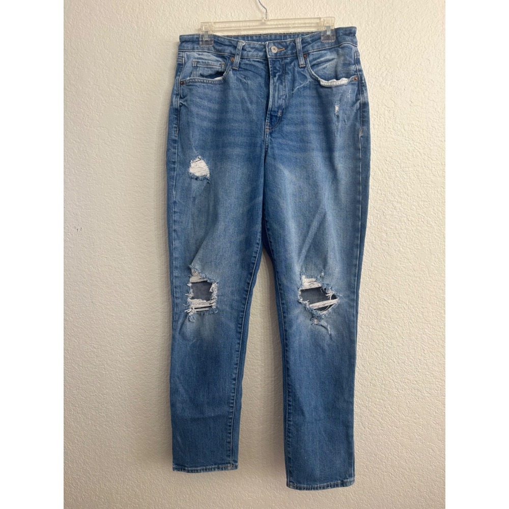 Old Navy Jeans 12 Tall Curvy O.G. Straight High Rise Distressed Medium Wash